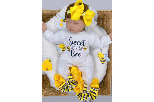 Baby Girl Outfit, Coming Home Custom, Handmade, Personalized Newborn, Babyshower Gift, Newborn Clothing, Summer Bumblebee