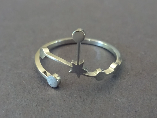 Stainless Steel Cancer Ring, Adjustable Constellation Zodiac Astrology Horoscope Water Element Zodiac, June 22-July 22
