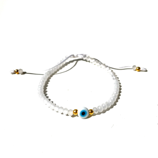 Evil Eye Bracelet With White Crystals