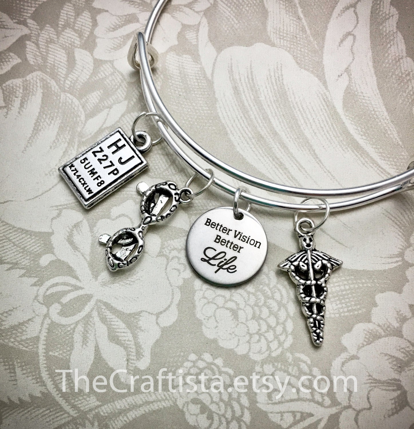 Opb Optometrist Bangle, Bracelet, Jewelry, Eye Doctor Optometry Doctor, Adjustable Bangle