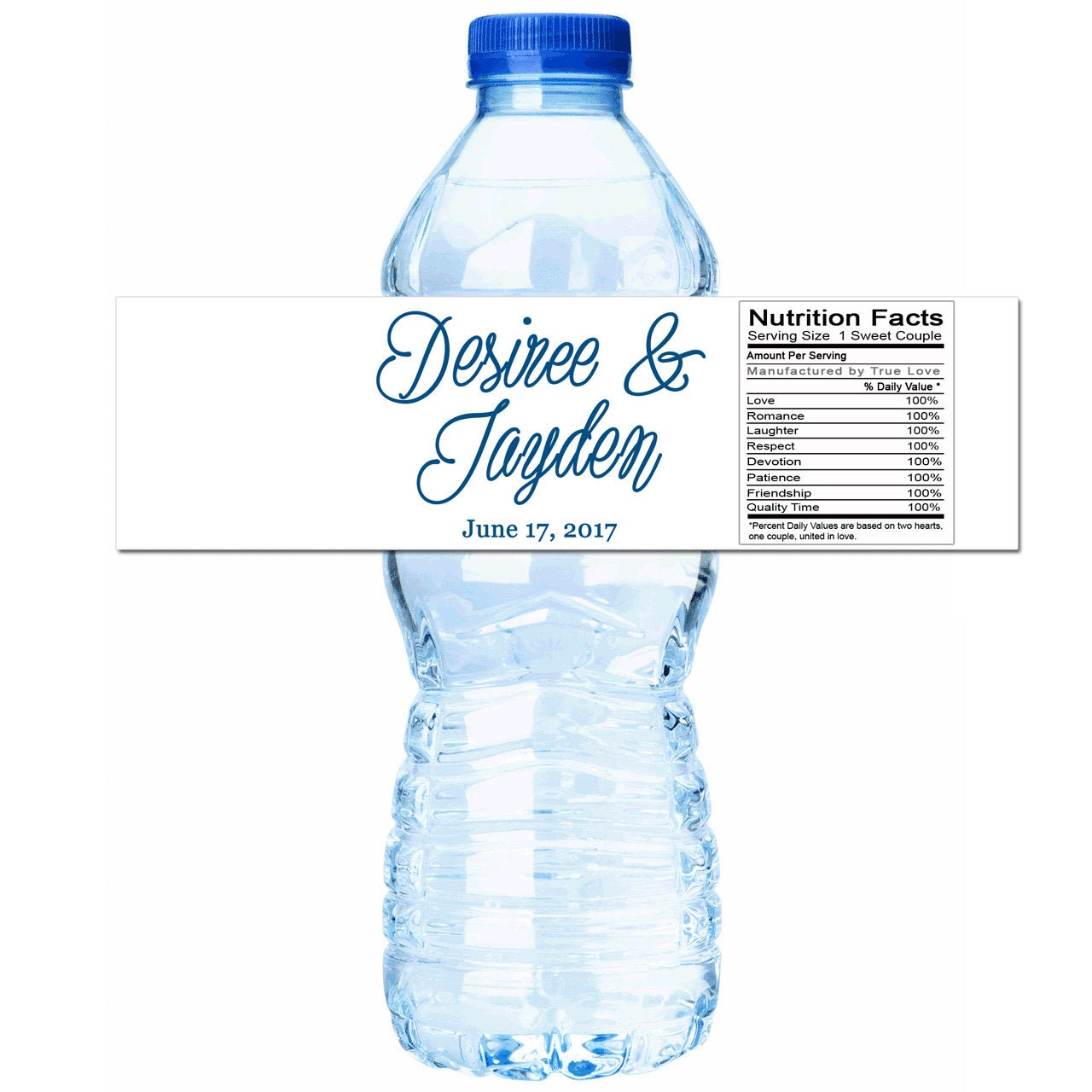 30 Personalized Custom Color Wedding Water Bottle Labels - Stickers Bridal Shower