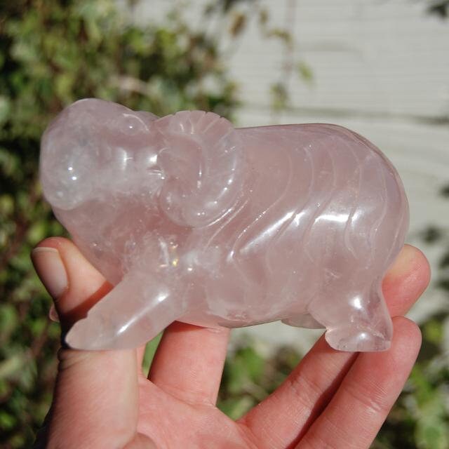 4 1lb Large Rose Quartz Ram Carved Crystal Sheep