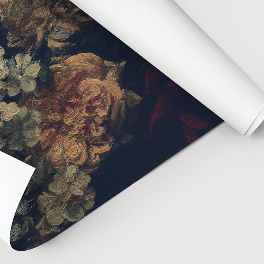 1/12 Dark Floral Mural Peel & Stick Wallpaper Dollhouse Miniature 9" X 12" 18" Sheet
