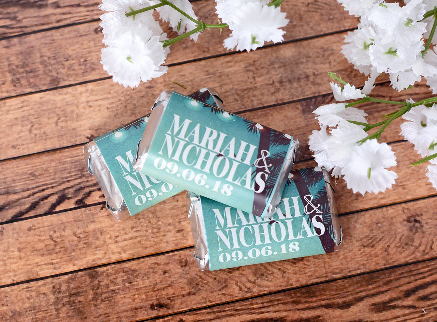 Beach Wedding Candy Labels - Mini Wraps Chocolate Bar Wrappers Sticker Wdihm-169