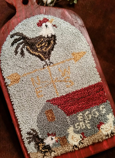 Primitive Punch Needle Chix N Egg Barn Pattern