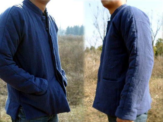 241-Men's Heavy Weight Linen Cotton Blend Padding Jacket, Modified Tang Suit, Chinese Costume, Made To Order