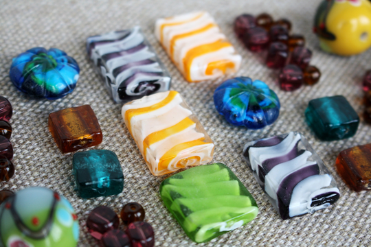 Glass & Ceramic Bead Soup Mix Assorted Colorful Candy Beads Various Shapes Jewelry Craft Supplies