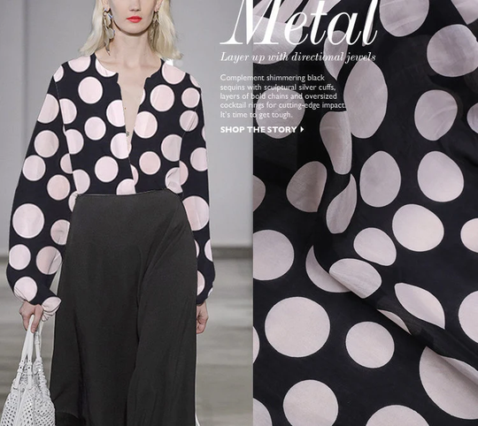 Dots Print Silk Cotton Blend Black Fabric, Silk, Fabrics in The Yard, Width 54 Inch