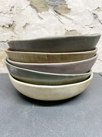 Meal Bowls. Perfectly Imperfect Large Pasta, Salad, Soup, Popcorn Hand-Built Ceramic Stoneware. Ready To Ship Matte Glazed