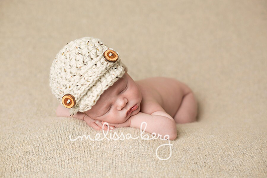 Oatmeal Tweed Newsboy Hat Newborn Baby Photography Photo Prop