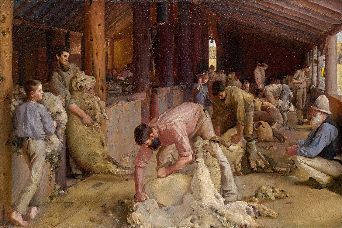 Tom Roberts Shearing The Rams | 1890 Canvas Gallery Wrapped Giclee Wall Art Print | D4060