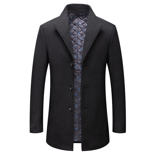 Men's Lined Wool Blend Pea Coats Outwear - Black, S