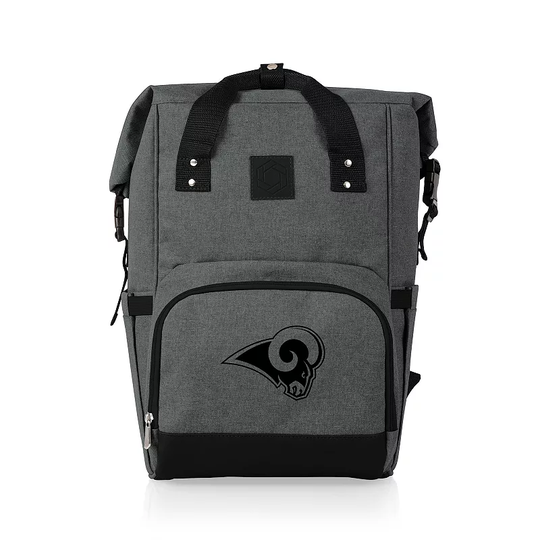 Picnic Time Los Angeles Rams On The Go Roll-Top Cooler Backpack, Grey