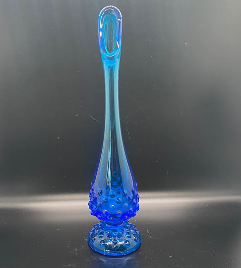 stunning 10" Cobalt Blue Fenton Swung Vase, Fenton Collectible Color, Oblong Opening, Hobnail Detail, Vase