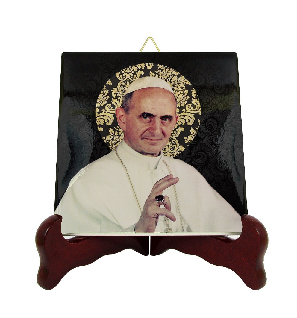 Catholic Saints Serie - Saint Pope Paul Vi Icon On Tile St Art Confirmation Gift Communion Baptism