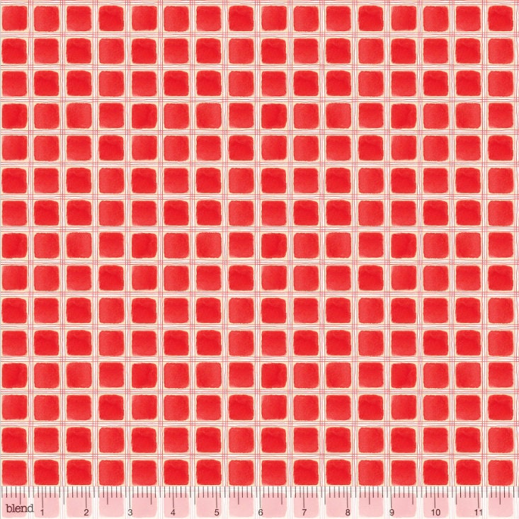 Blend Fabrics - Snow Fun-Snow Plaid Red Cotton Fabric By Cori Dantini -Sold The Yard