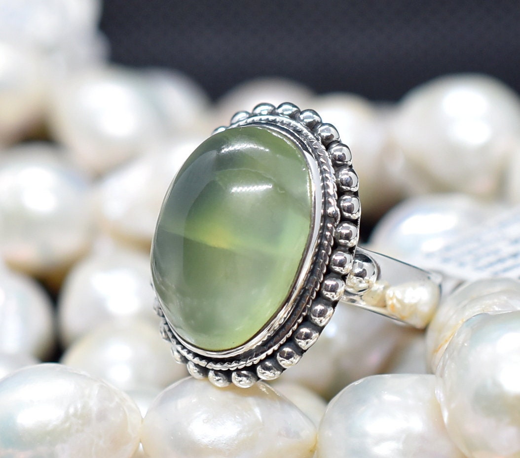 Prehnite Ring Us Code H3, 925 Sterling Silver, Handmade Ring, Fast Shipping , Birthstone Fashion Women Dainty #hh