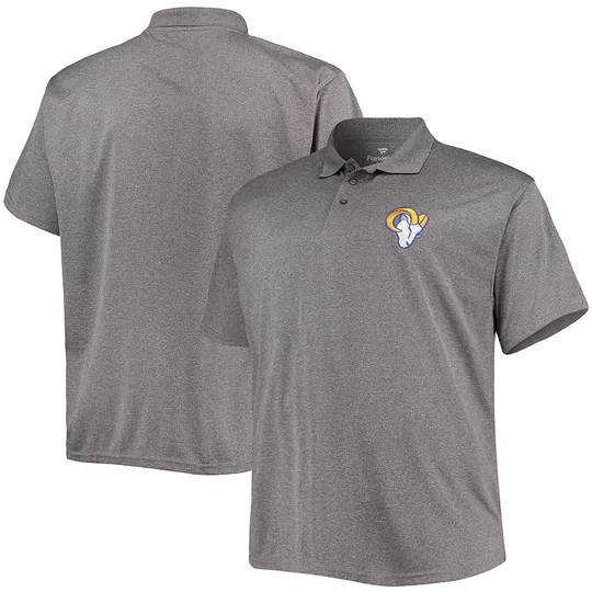 Men's Heathered Charcoal Los Angeles Rams Big & Tall Birdseye Polo, Size: 4XB, Grey