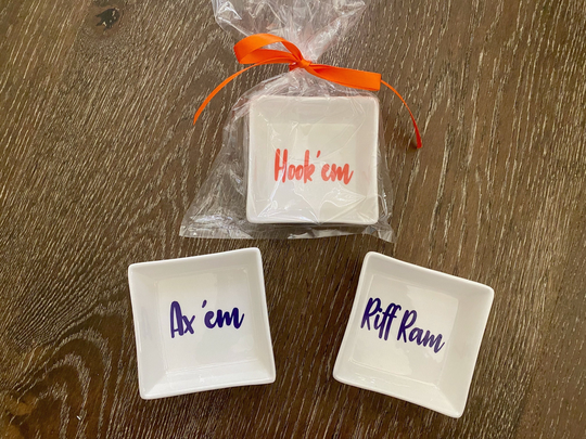 Hook "Em - Longhorns, Ax "Em, Sfa, Horned Frogs, Tcu Jewelry Dish Ring Graduation Gift