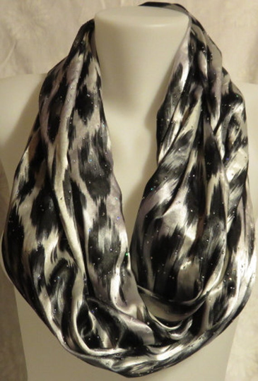 Silky Snow Leopard Scarf, Diamond Studded Scarf, Cat Lover Gift, Birthday Gift Graduation Co-Worker Gift