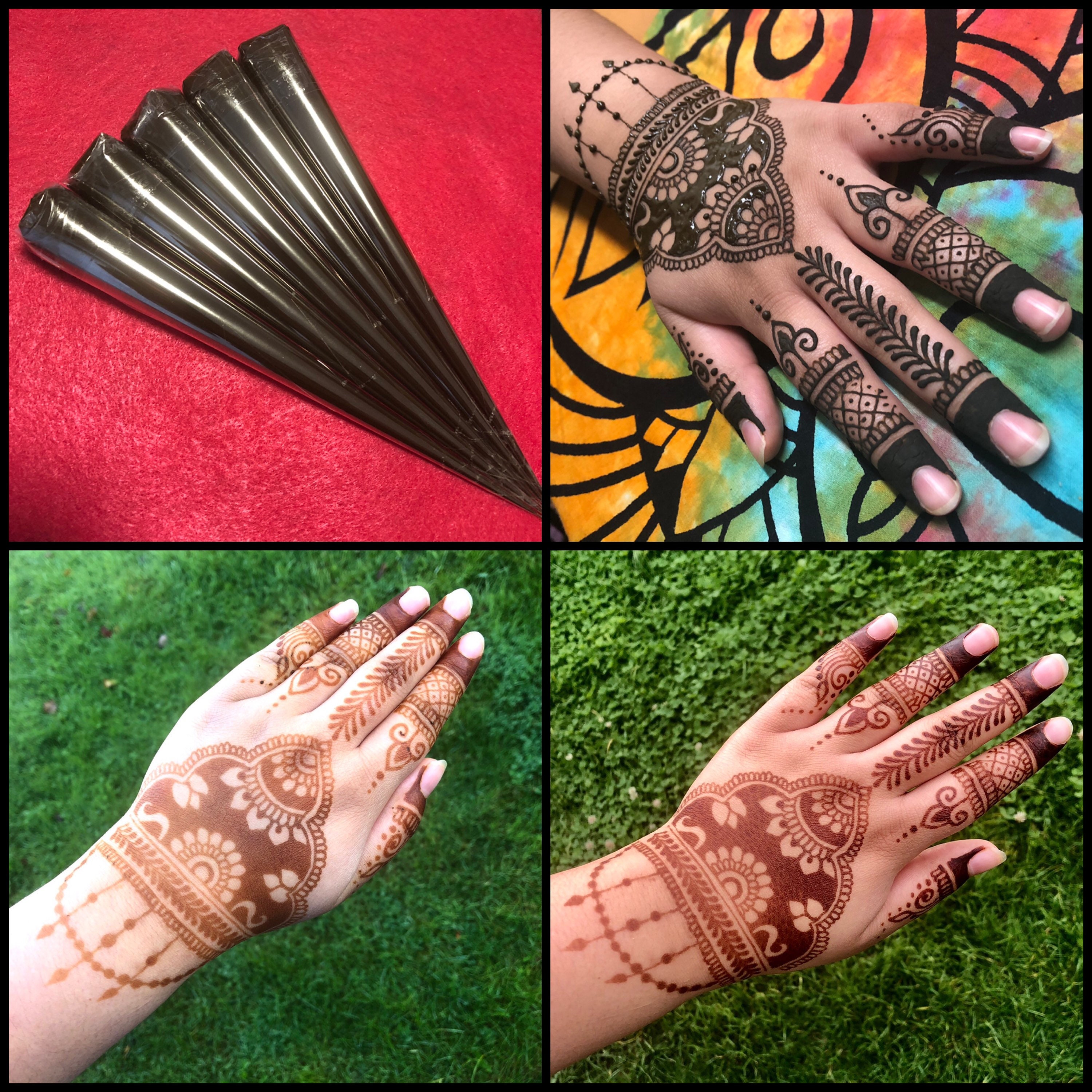 Set Of 3 Or 5 Blend Hengua & Henna Cones | Jagua Henna| Organic Prefilled 100% All Natural Handmade Mehndi