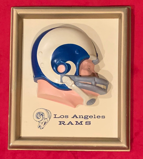 Vintage 1960's Los Angeles Rams Technigraph Plastic Football Helmet Plaque - Antique Nfl Sports Memorabilia