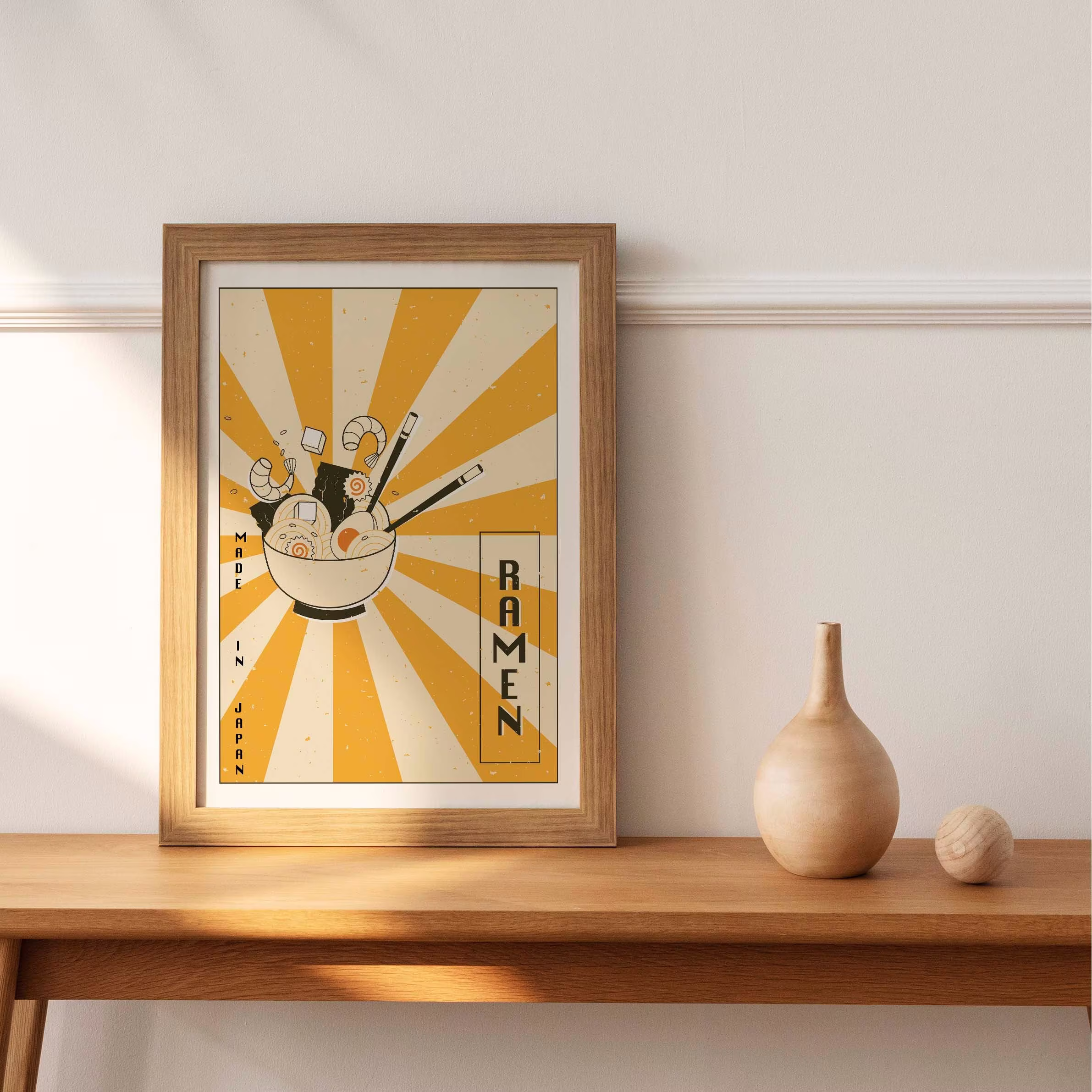 Japanese Food Poster - Ramen Poster, Modern Kitchen Decor, Illustration, Japanese, Chef Print, Bar Art, Exhibition Retro Wal