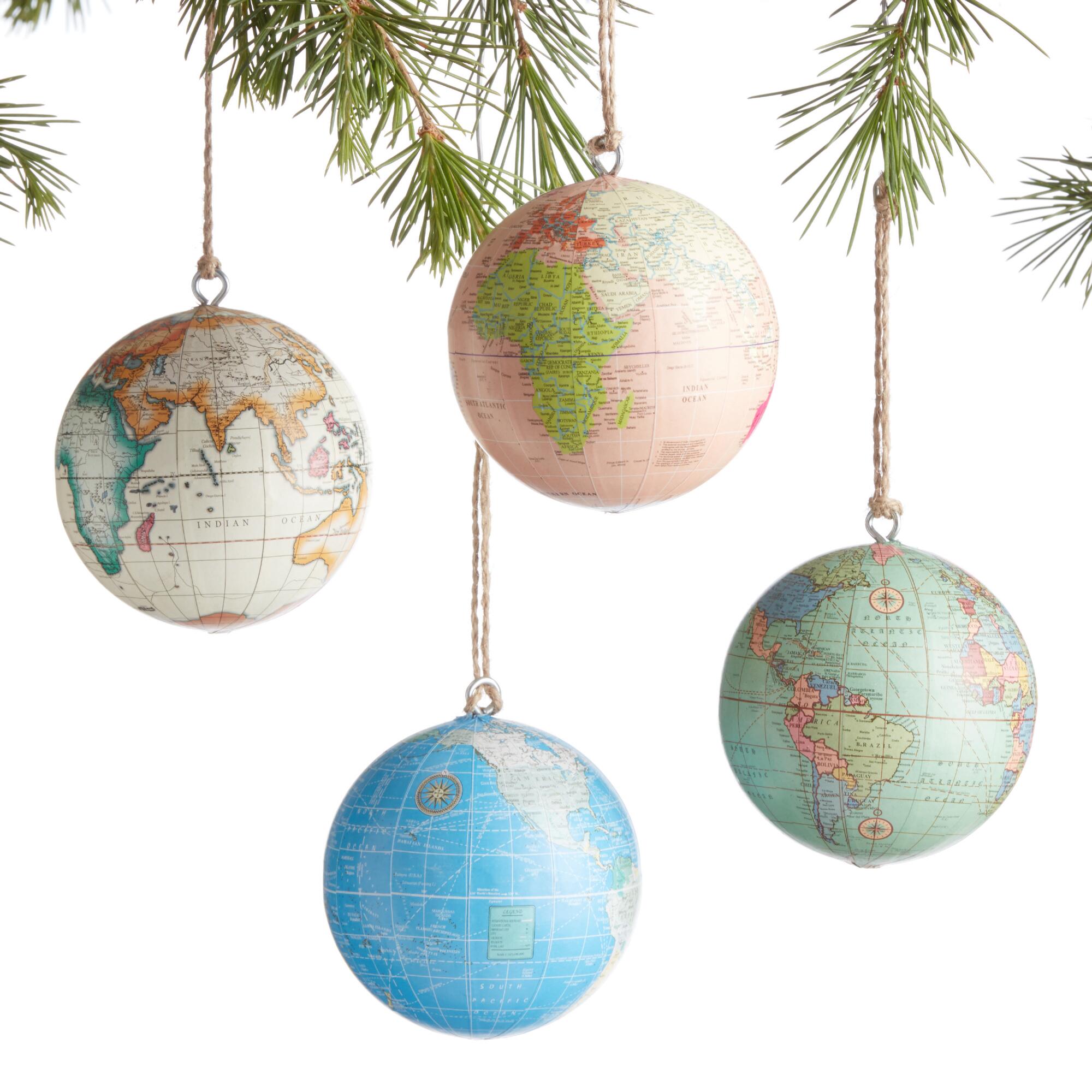 Paper Covered Globe Ornaments Set of 4: Multi by World Market