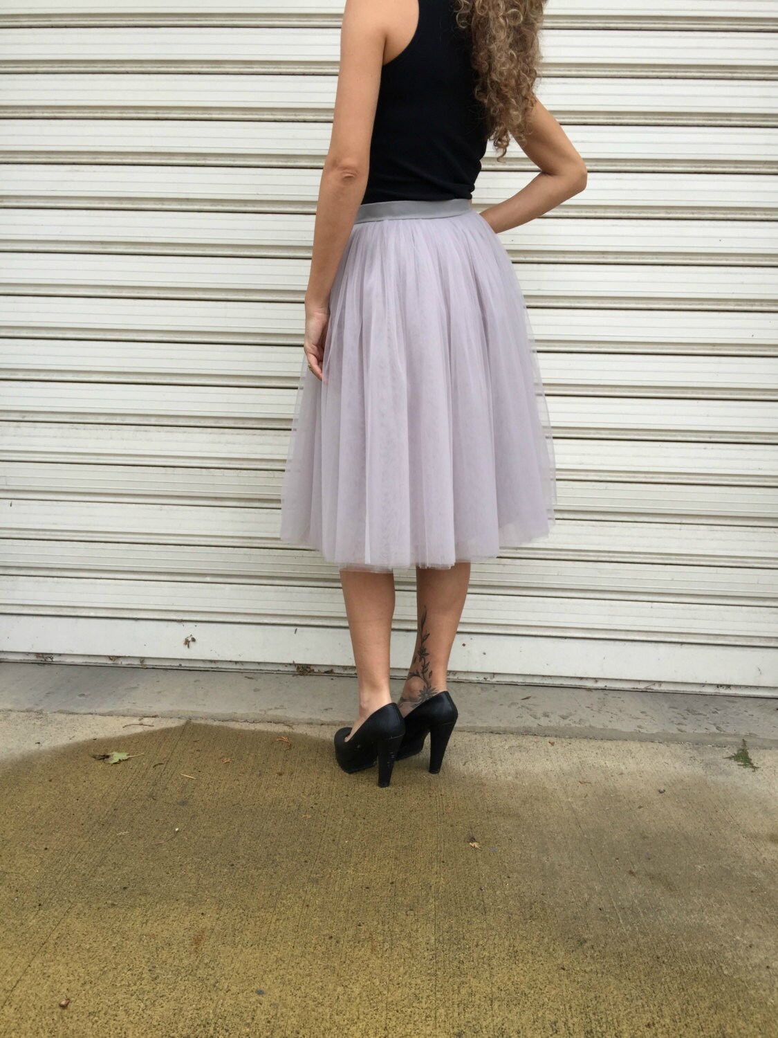 Grey Women Tulle Skirt/Tutu Princess Wedding Tea Length Express Shipping La 2021