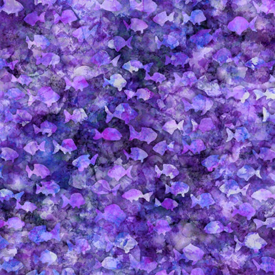 Aquatica Fish Blender Purple Dan Morris Quilting Treasures Fabric 45 Inches Last in Stock