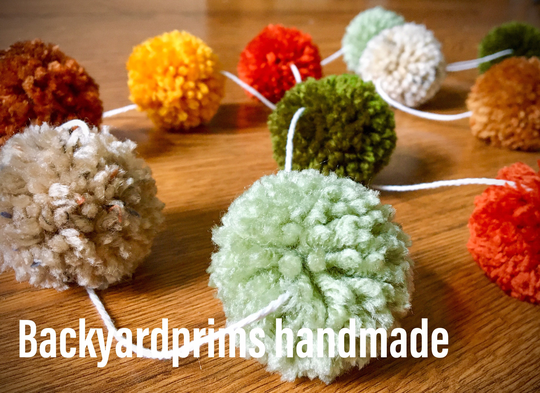Fall Decor, Pom Garland, 2-Inch Acrylic Yarn Pom Poms, Shower Autumn Mantel Tassel Garland, Handmade By Backyardprims