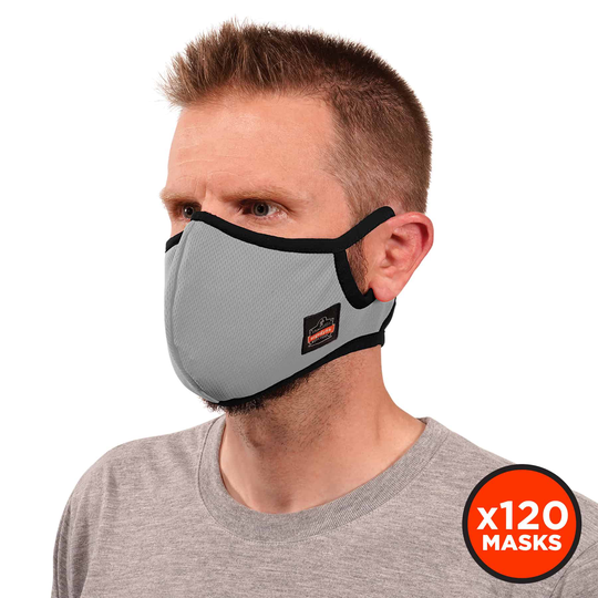 Ergodyne 120-Pack Reusable Cotton Polyester Blend Not Rated Large/X Large All- Purpose Face Mask in Gray | 48866
