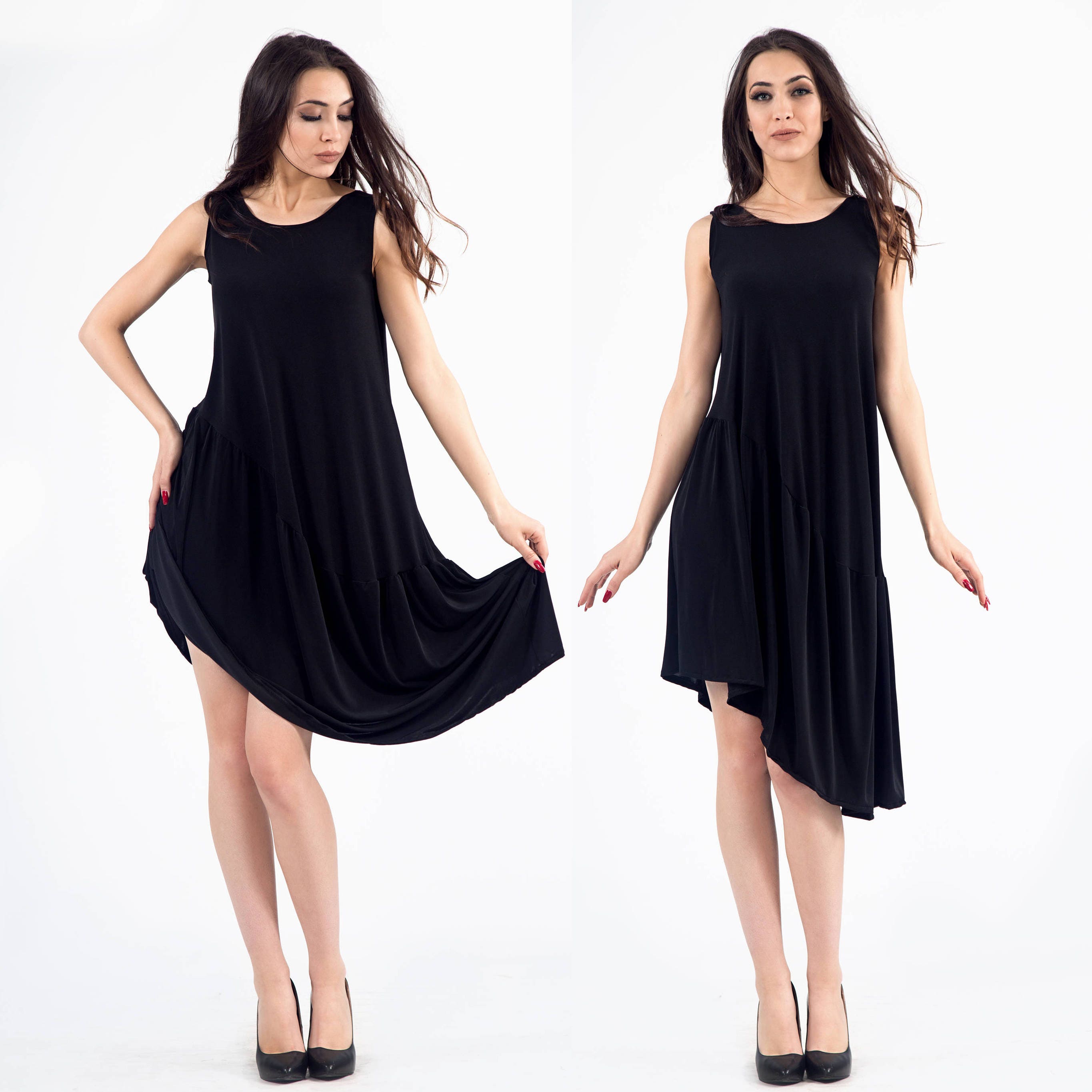 Black Tunic, Asymmetrical Plus Size Oversized Tunic Top, Loose Extravagant Tunic, Size Tunic