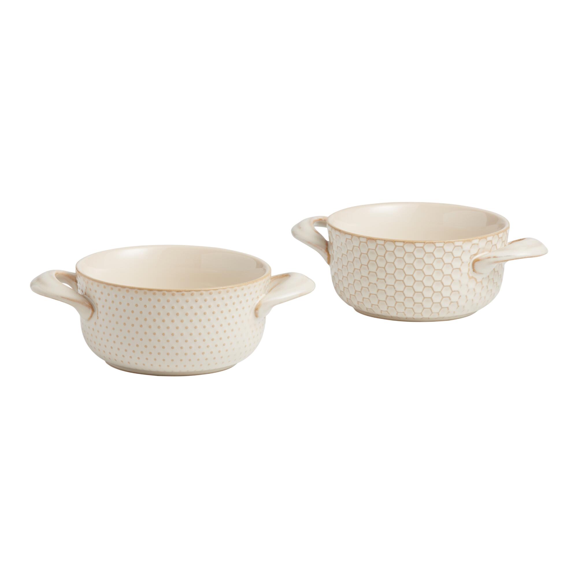 Textured Stoneware Double Handled Soup Crocks Set of 2 by World Market