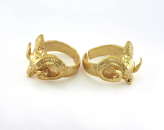 Ram Ring Adjustable Gold Plated Brass | 17.5mm 7Us Inner Size Oz3363