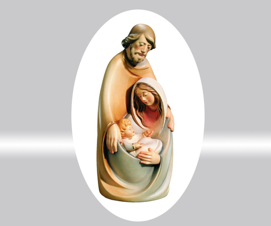 Sacra Famiglia Stilizzata Scolpita in Legno /Col