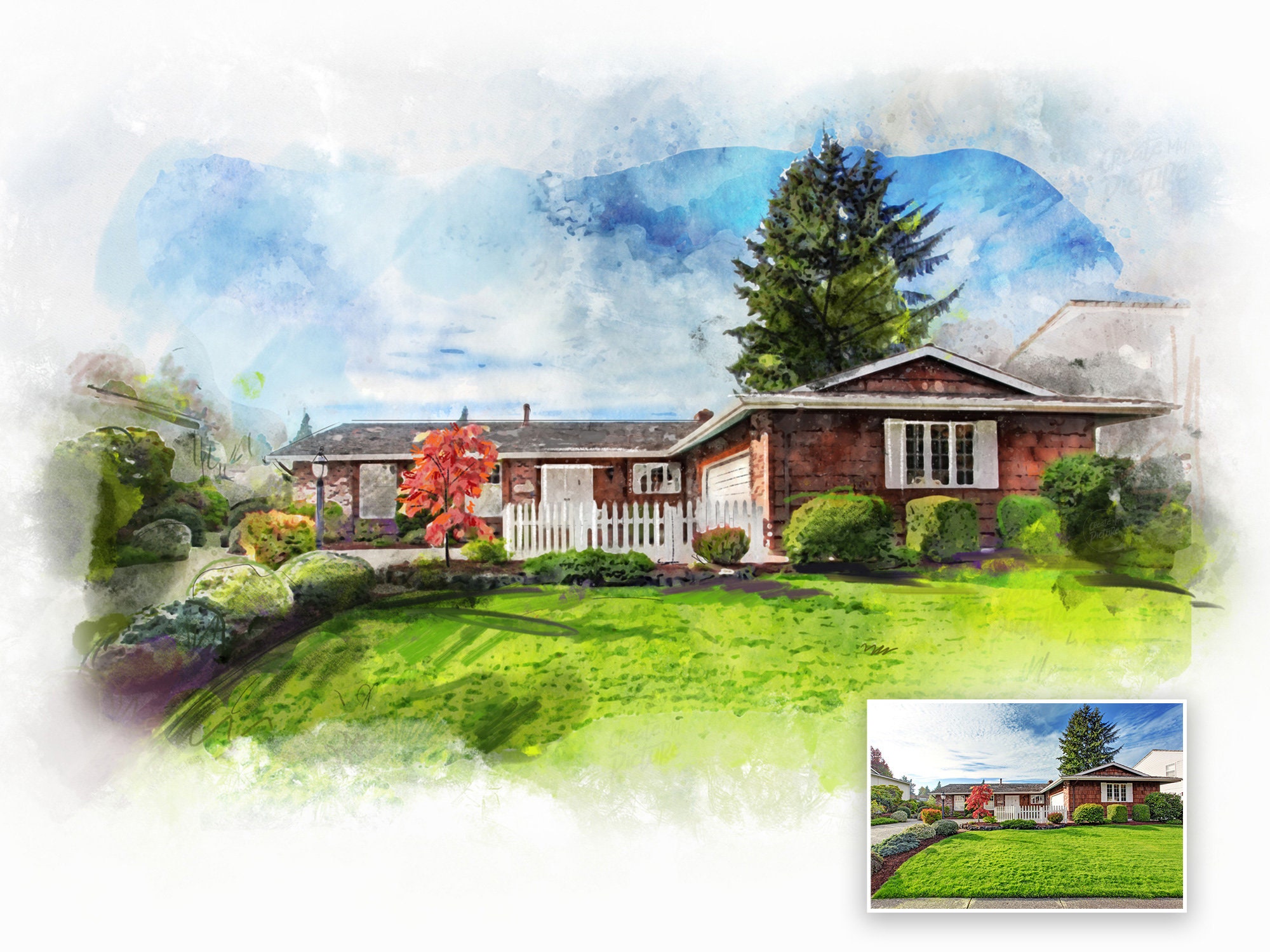 Custom Painting From Photo, House Watercolor Portrait, New Home Picture, Digital Create My Picture