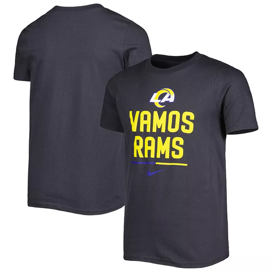 Youth Nike Anthracite Los Angeles Rams Team Slogan T-Shirt, Boy's, Size: Youth XL, Grey