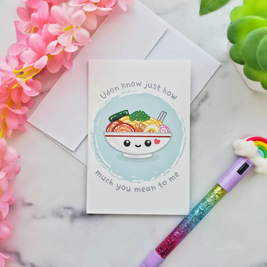 Udon Noodle Ramen Greeting Card, Noodles Card, Noodles Cute Foodie Cards, Gift, Noodle Lover, Ramen Food Lover