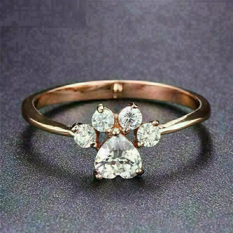 2.00Ct Heart Cut Diamond Dog Paw Women's Engagement Anniversary Ring 14K Yellow Gold Finish, 925 Sterling Silver Simulated