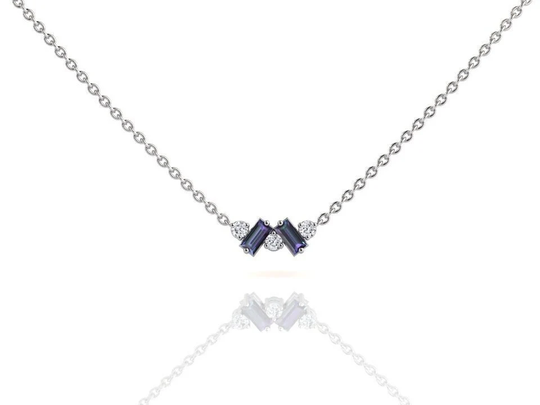 Solid Platinum Alexandrite Layering Necklace, Minimalist Style Cluster Pendant, Anniversary Jewelry, June Birthstone, Color Change