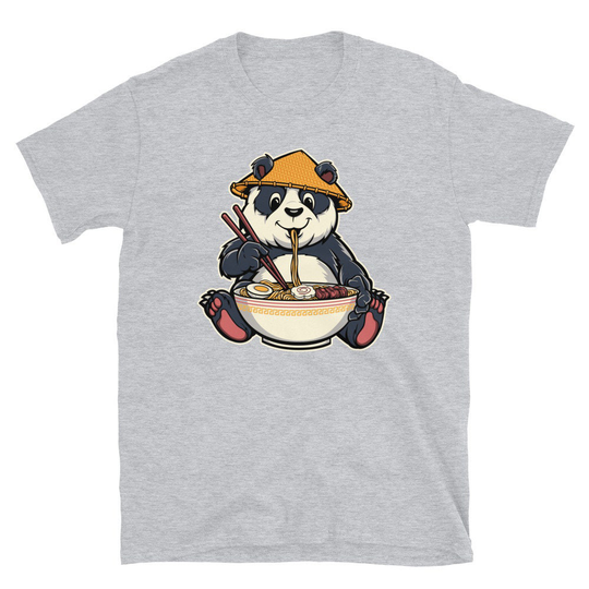 Cute Japanese Panda Bear Eating Ramen Noodles Kawaii Short-Sleeve Unisex T-Shirt