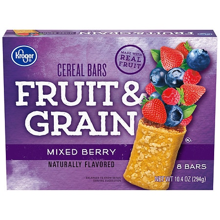 Kroger Fruit & Grain Mixed Berry Cereal Bars - 1.3 oz x 8 pack