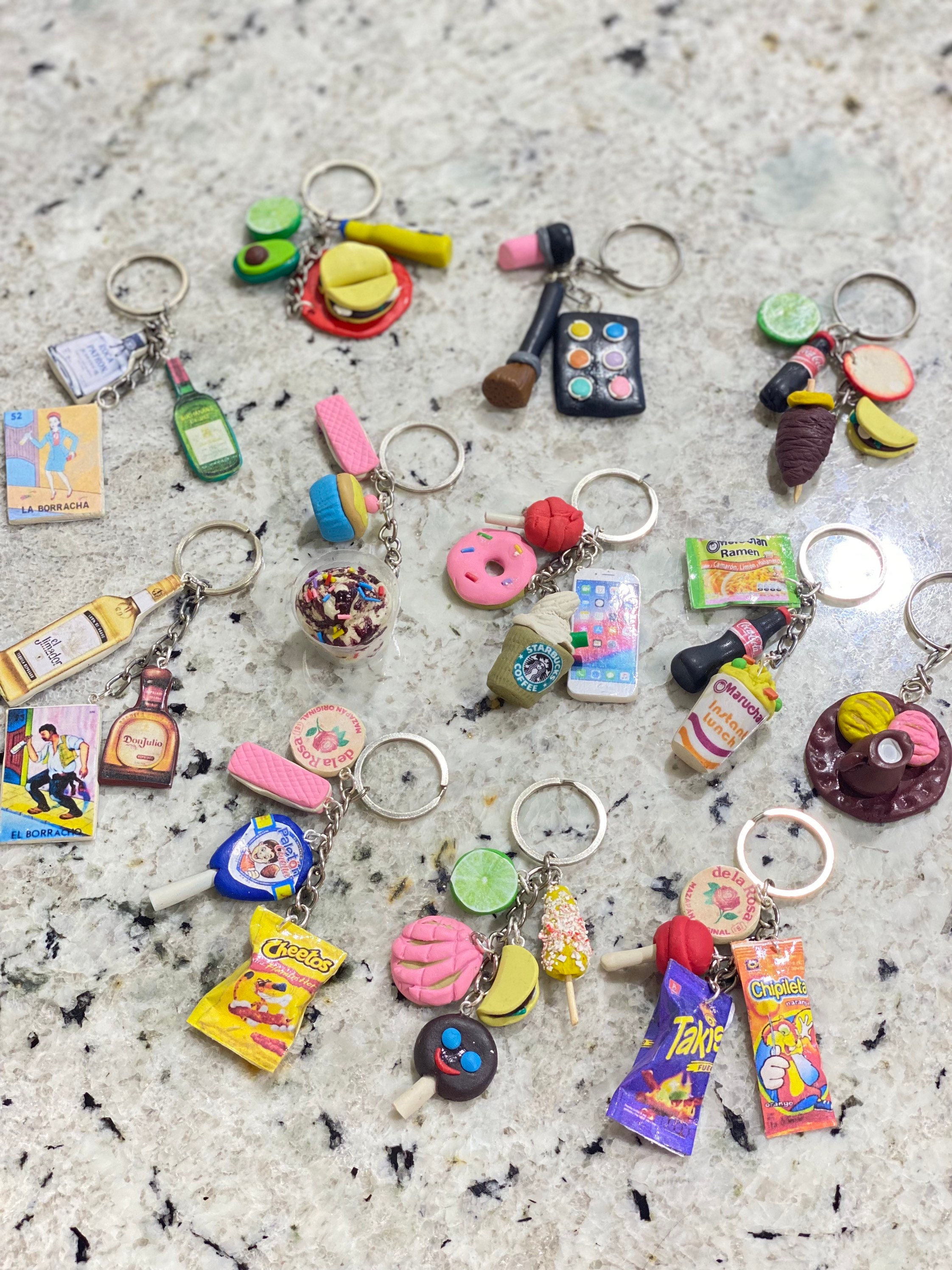 Keychains - Llaveros Unique Gifts Elote Ramen Noodles- Tacos Concha Takis- Cheetos- Loteria- Starbucks Llavero Accessories