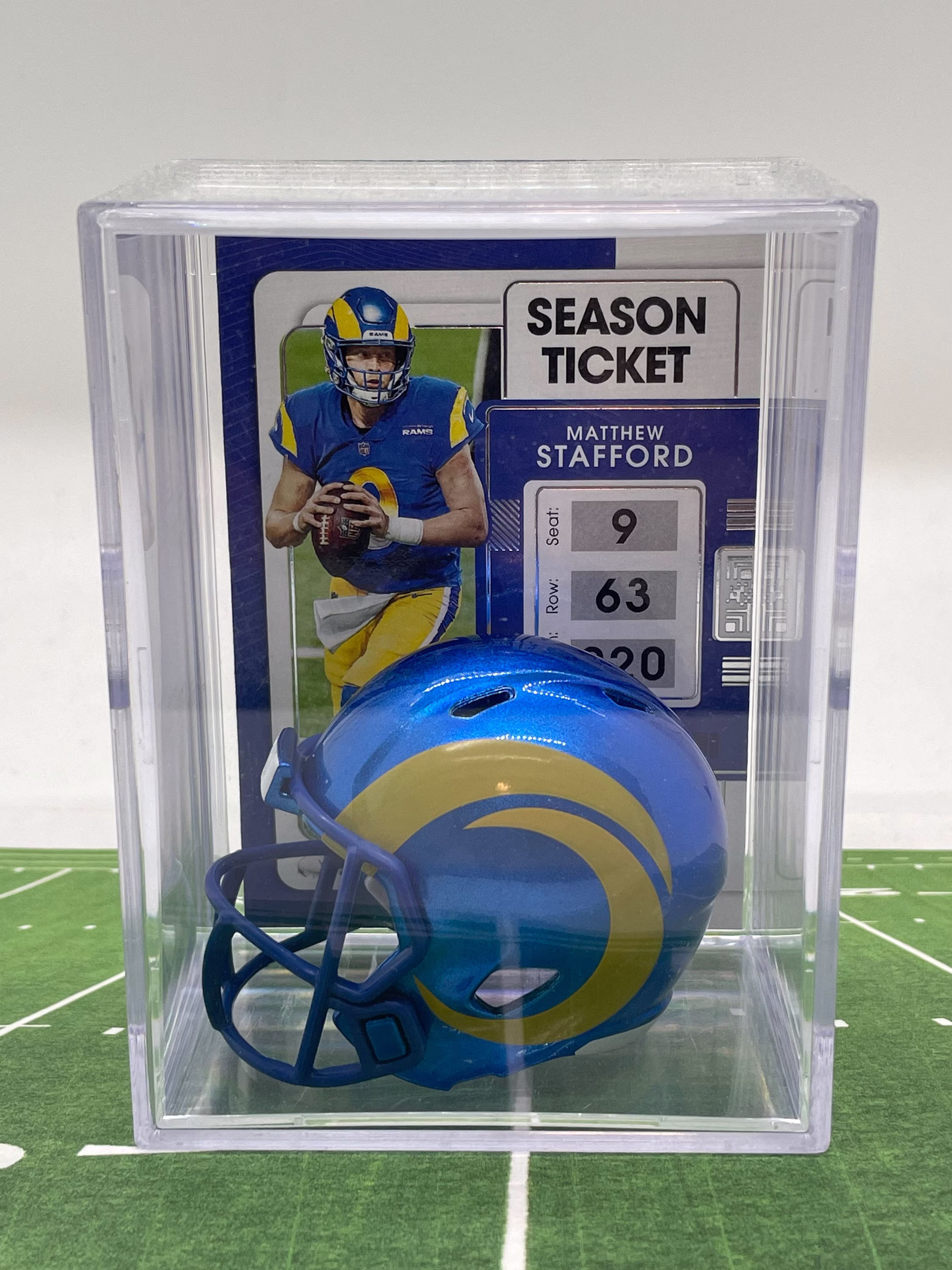 New 2020 Los Angeles Rams Matthew Stafford Mini Helmet Shadowbox with Card
