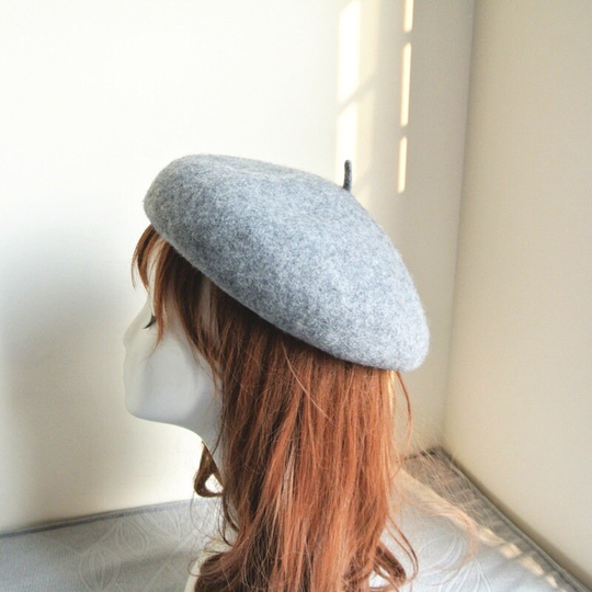 Beret Lady Autumn Winter Wool Day Is Grey Camel With A Sweet Vintage Painter Hat