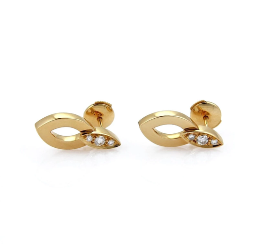 21792 Authentic Cartier Diadea Diamond 18K Yellow Gold Earrings