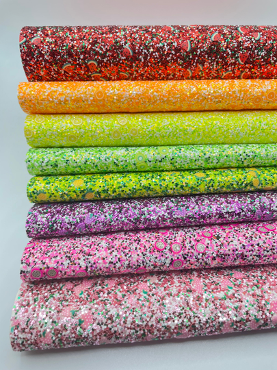 Clay Fruits & Chunky Glitter Faux Leather Sheets Great For Bows Earrings Thefabricdude