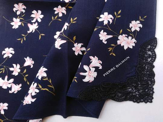 Pierre Balmain Vintage Handkerchief Women Floral Print Orange Jasmine 20.5" X I Free Shipping On Order 35 Usd Or More
