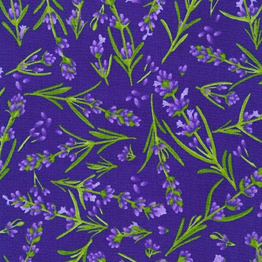 Lavender Blessings Midnight Purple By Debbie Beaves Flowerhouse For Robet Kaufman Flh-20361-460 Midnight Purple, Sold Half Yard